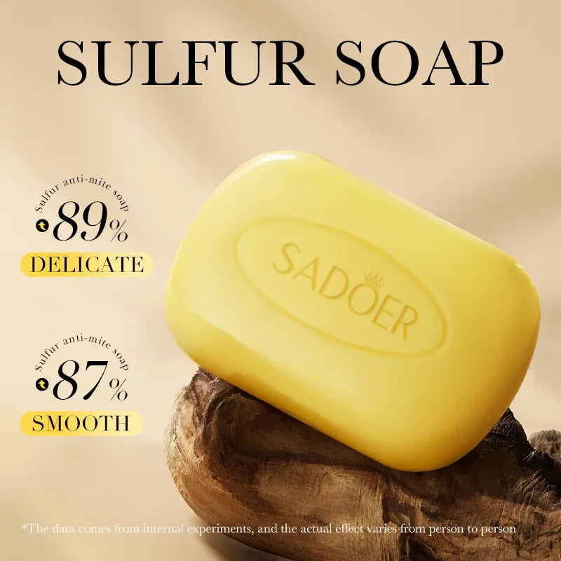 1/2Pcs Sadoer Sulfur Mite Removing Facial Soap Universal Handmade Soap for Body & Face Wash Foam Moisturizing Facial Cleanser
