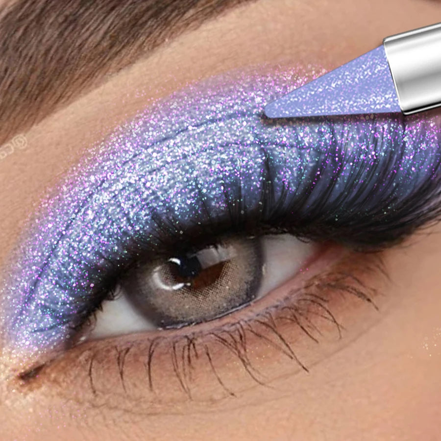 12 Colors 1PC Waterproof Eyeshadow Sticks Long Lasting High Pigmented Shimmer Metallic Glitter Eye Shadow Makeup Brown Cosmetic