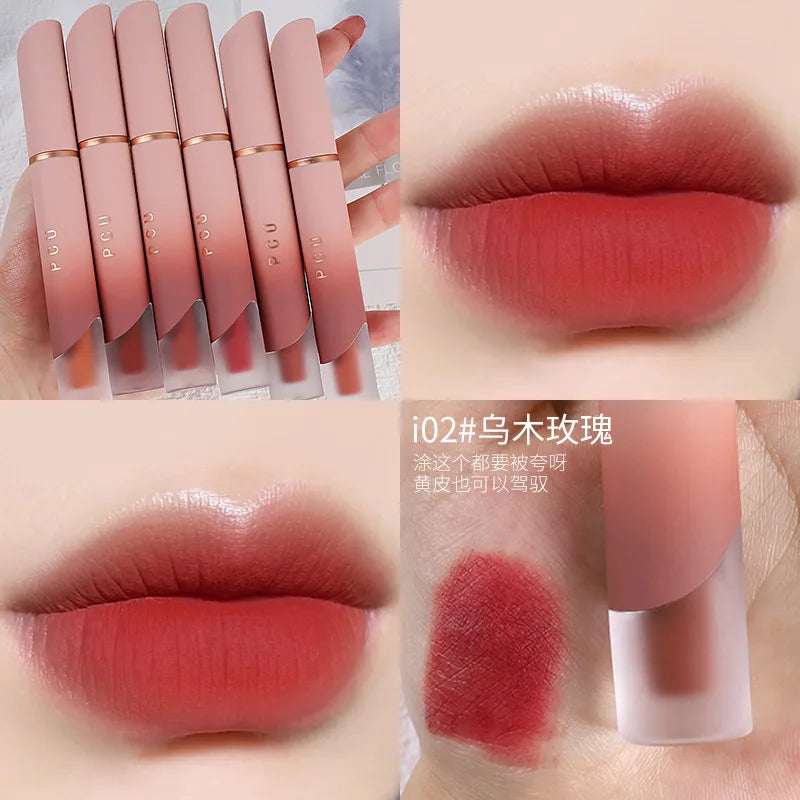 Dual-Use Liquid Matte Lipstick Lip Balm Pink Long-Lasting Non-Stick to Cup 6 Colors Available for Lip And Cheek Makeup