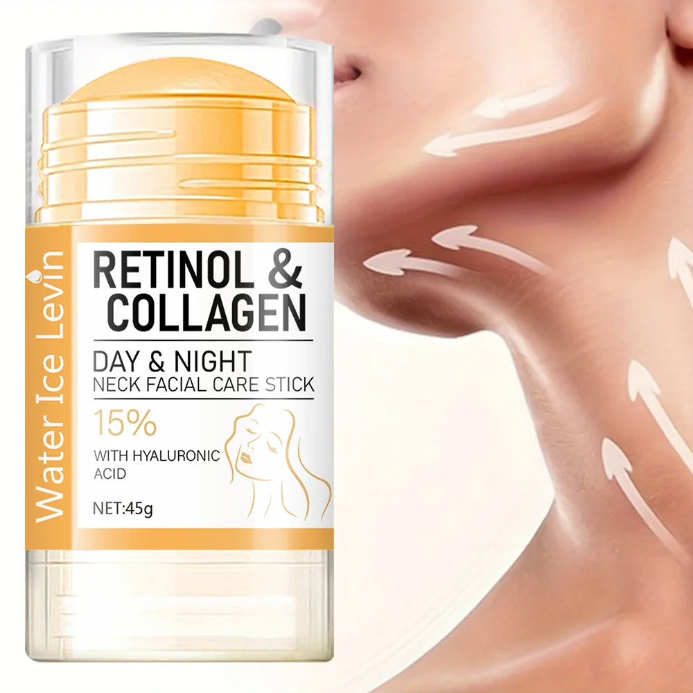 Retinol & Collagen Neck Facial Care Stick with Hyaluronic Acid, Deeply Moisturizes and Firms Skin Day & Night
