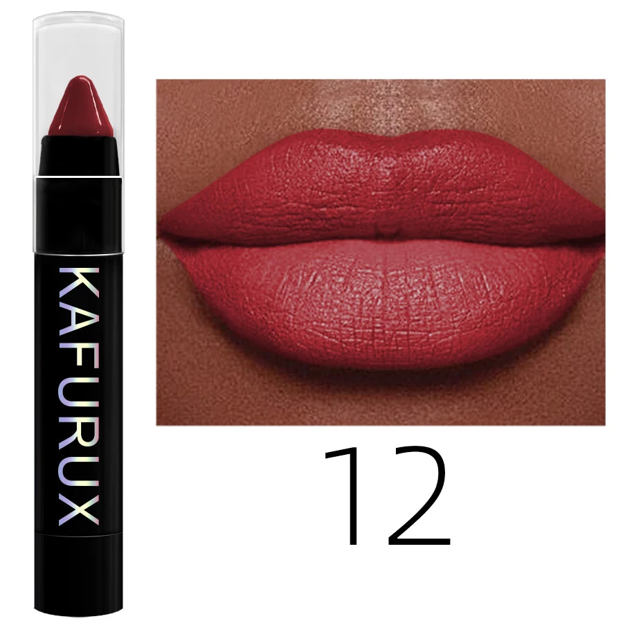 15 Colors Nude Velet Matte Lipstick Pencil Waterproof Long Lasting Red Brown Pink Lip Liner Pen Non-Stick Cup Makeup Lip Tint Pe