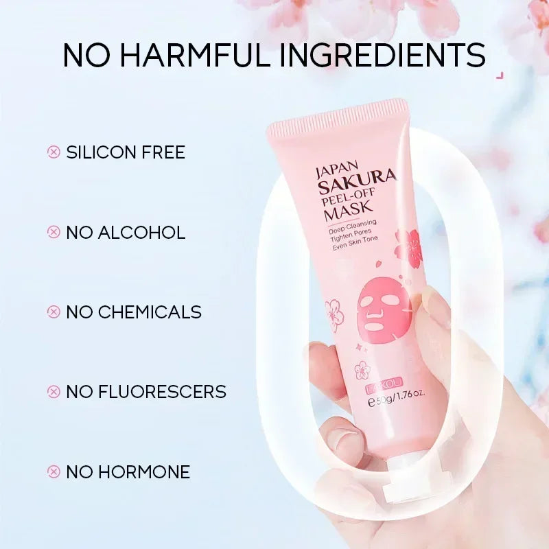 LAIKOU Cherry Blossom Peel Off Mask ,Hydrating & Deep Cleansing Brightening Face Mask for Blackhead Removal and Pore Minimizing