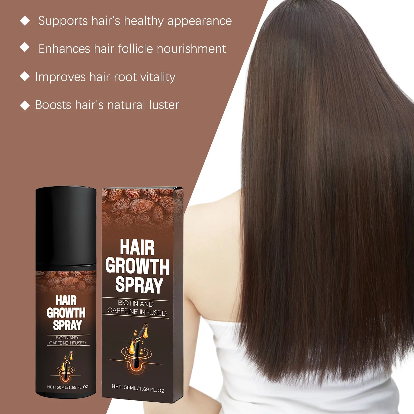 Biotin Caffeine Hair Serum Spray Deep Hydrating Nourishment Strengthen Hair Roots Reduce Hair Loss Smoothing Shiny Hair Care