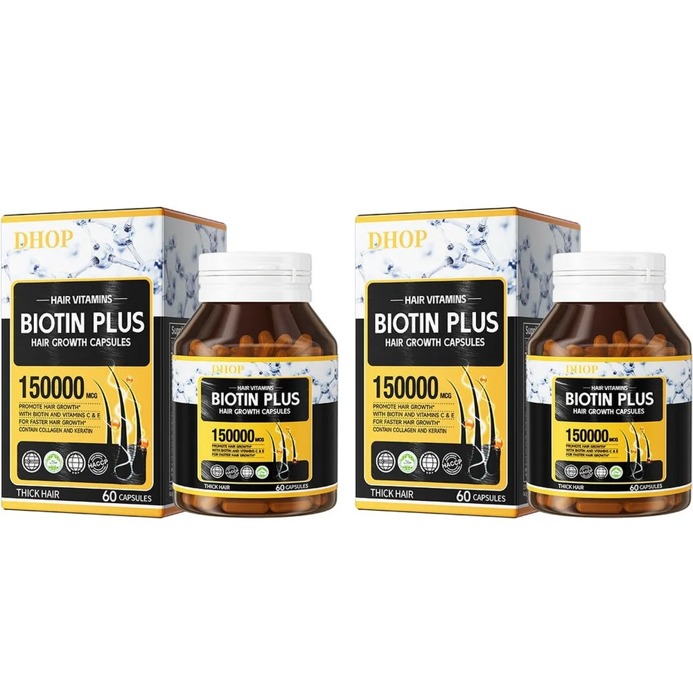 Biotin Plus Hair Growth Capsules with Collagen and Keratin, Vitamins A C E B12 Folate Hair Vitamins Hair Nutrition Support