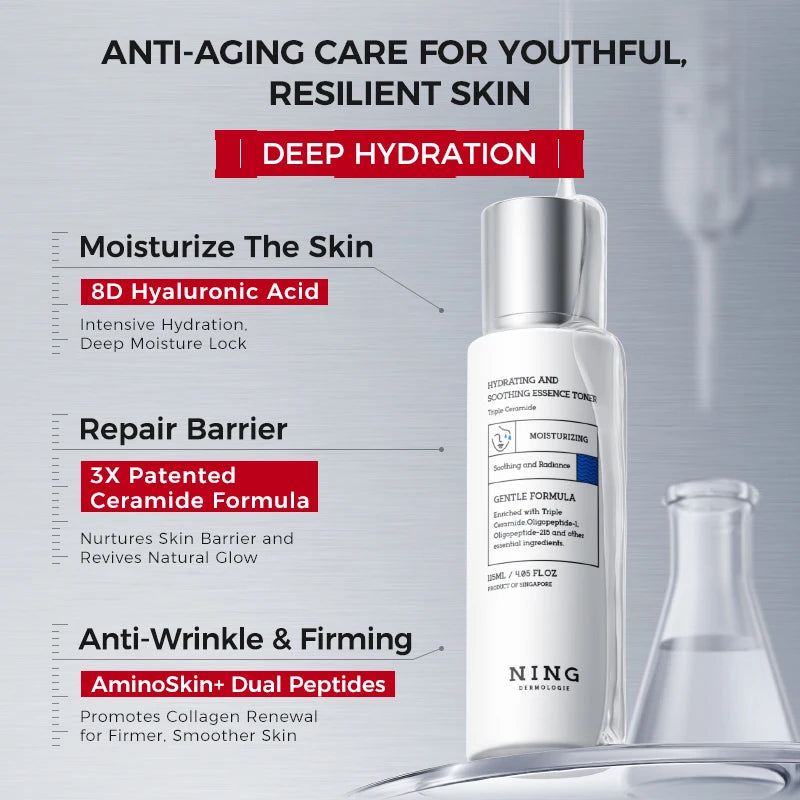 115ml Hydrating Essence Toner with Collagen, Hyaluronic Acid & Peptides – Moisturizing & Skin Calming Formula