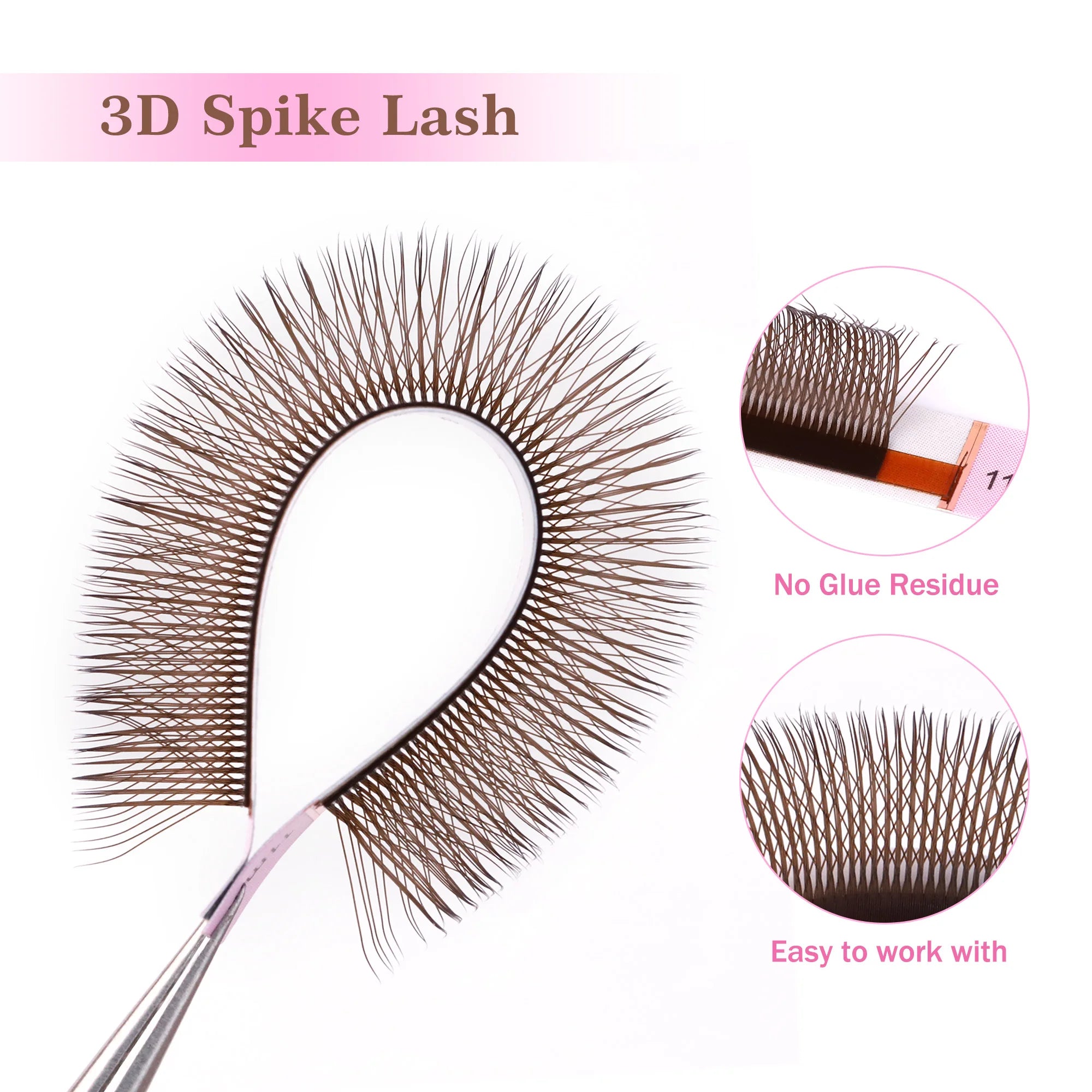 NEW L M Brown 3D Fairy Lashes 3D W Sandwich Hand Woven Premade Fans 3D Spike Clover Lashes Three-Core W Shaped Eyelash Extension