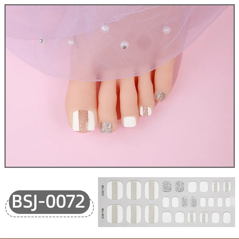 26Tips Pure Toe Gel Nail Sticker Hardens with UV Lamp Curing Waterproof Phototherapy Oil Gel Foil Nail Art Decorations