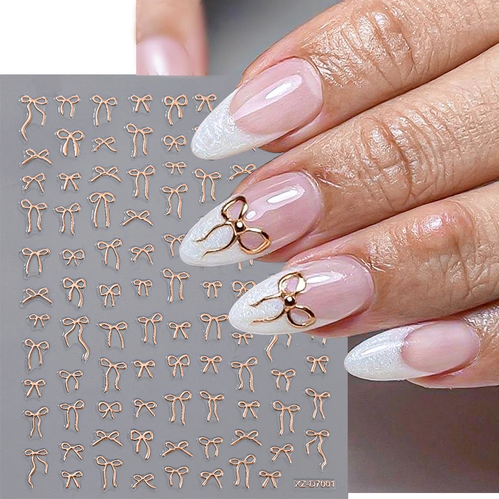 1pc Y2K-Inspired 3D Metallic Nail Stickers Geometric Marble & Bronzing Designs Nail Sliders Self-Adhesive Sparkling Manicure DIY
