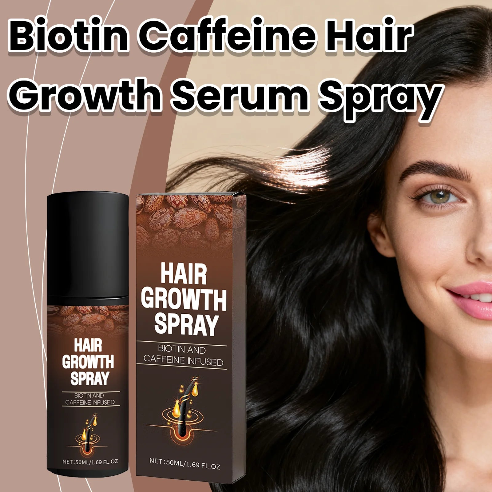 Biotin Caffeine Hair Serum Spray Deep Hydrating Nourishment Strengthen Hair Roots Reduce Hair Loss Smoothing Shiny Hair Care