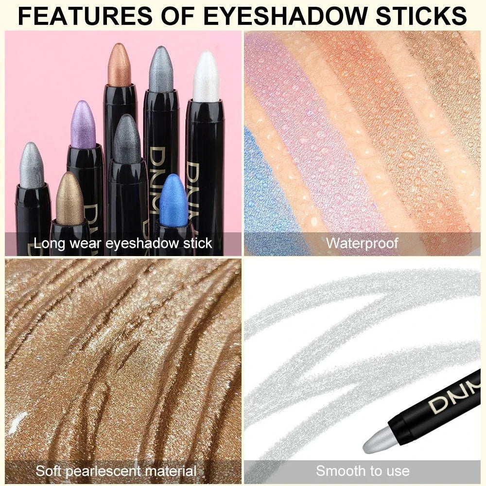 16Colors Shimmer Eyeshadow Stick Pearlescent Waterproof Eyeliner Silkworm Pen Glitter Long Lasting Highlighter Bling Eyes Makeup