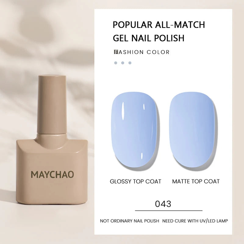 MAYCHAO Gel Nail Polish 12ML Full Coverage Base Top Coat Soak Off Gel Polish UV LED Gel Semi Permanent Varnishes Design Nail Art