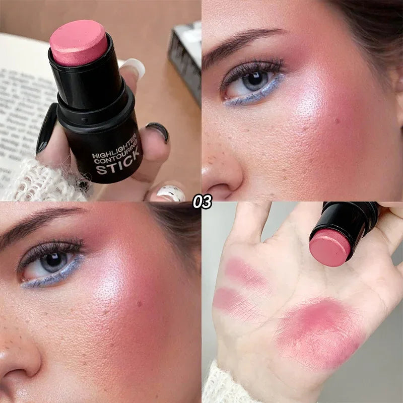 Waterproof Contour Stick, Highlighter Stick, Blush Stick Cream Contour Kit with Contour Brush, Create Face Contour, Non-greasy