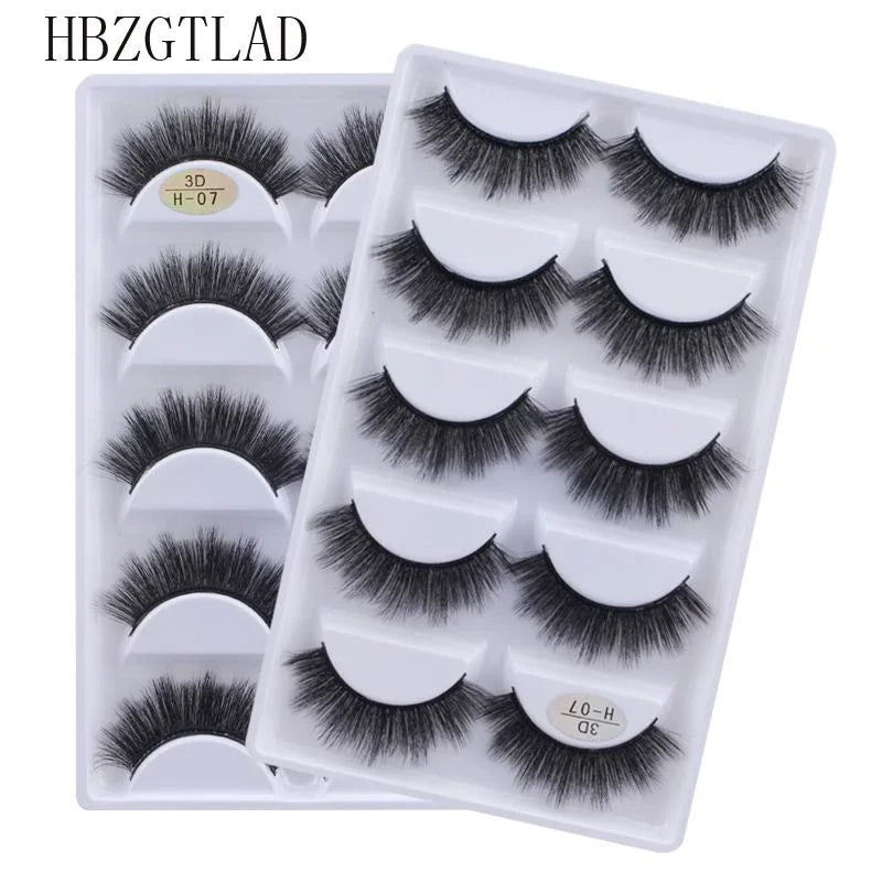 AMSNCN NEW 5Pair 100% Real 3D Mink Lashes Soft Natural False Eyelashes Makeup Long Eye Lashes Eyelash Extension CiliosH13mini