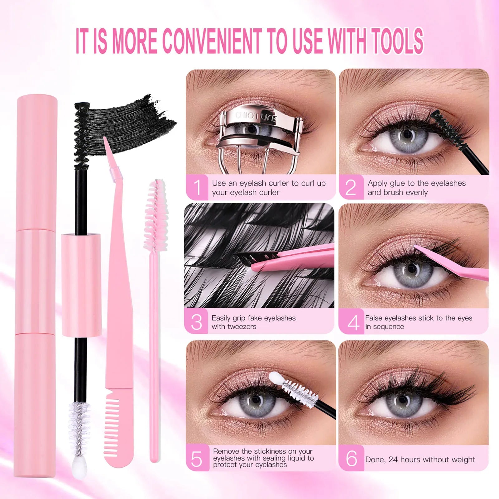 12-18mm DIY cluster Eyelash Extensions Kit Bond and Seal glue set 168row D Curl Individual Lashes for professionals makeup tools