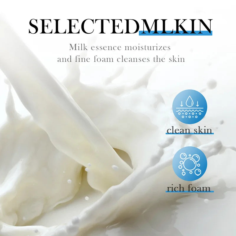 SADOER Milk Facial Cleanser Moisturizing Skin Brightening Nourishing Wash Foam Face Cleanser Facial Skin Care for Beauty