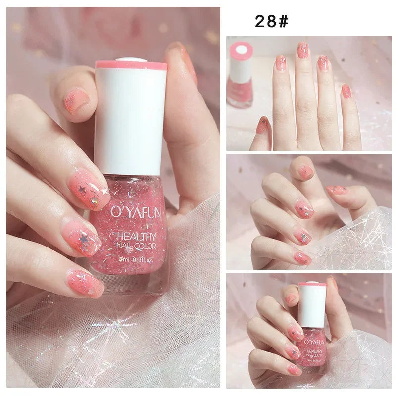 Matte Waterproof No-bake Nail Polish Nail Art Tearable Quick Dry Normal Without Lamp Nail Polish Glitter Sequins UV Varnish