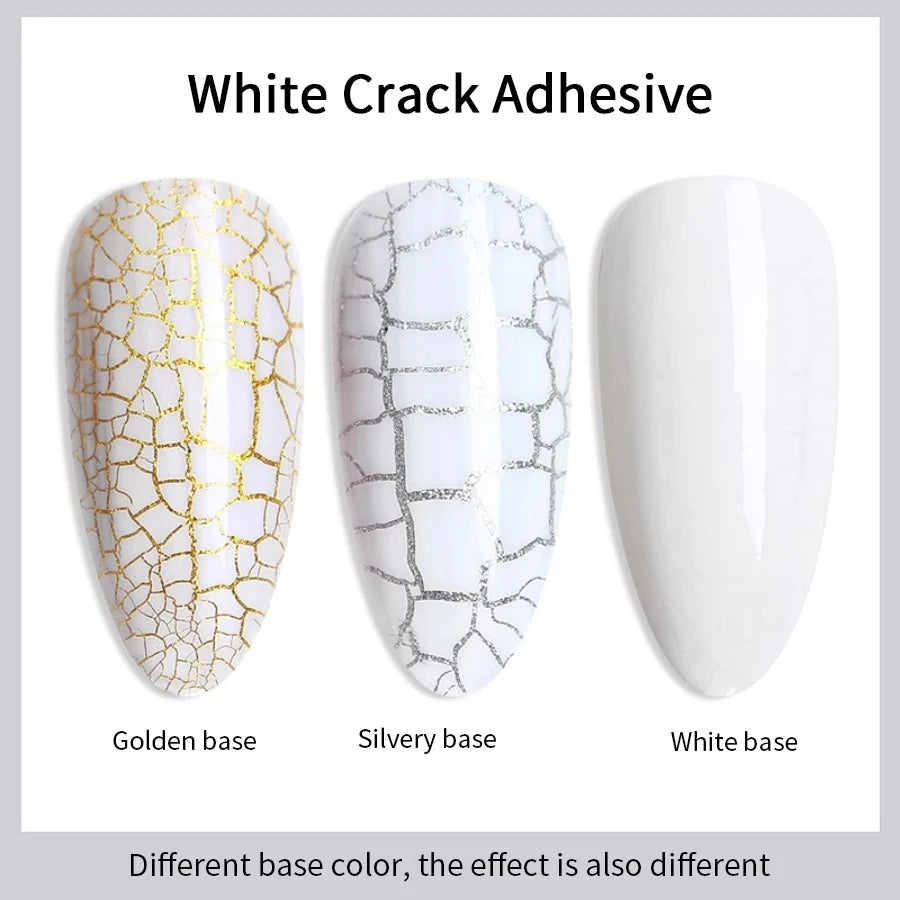RSNAIL Crackle Gel Nail Polish Natural Dry DIY Nail Art Cracking Gel Polish Crackle Black White Gel Soak Off Varnish Design 10g