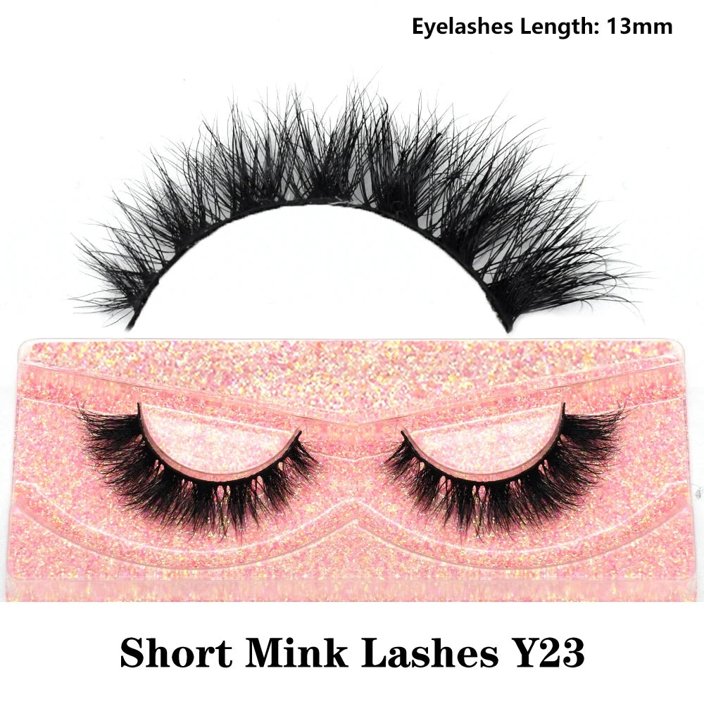 FOXESJI Real Mink Fluffy Short Eye Lashes Extension Wispy Soft Natural Short False Eyelashes Daily Wear Full Strip Lashes Makeup