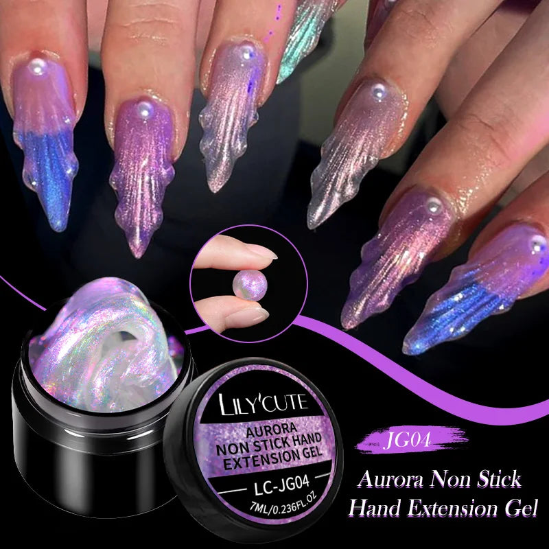 LILYCUTE 7ml Auroras Non Stick Hand Solid Extension Gel Nail Polish 3D Carving Flower Soak Off Nail Art Acrylic Hard Gel Varnish