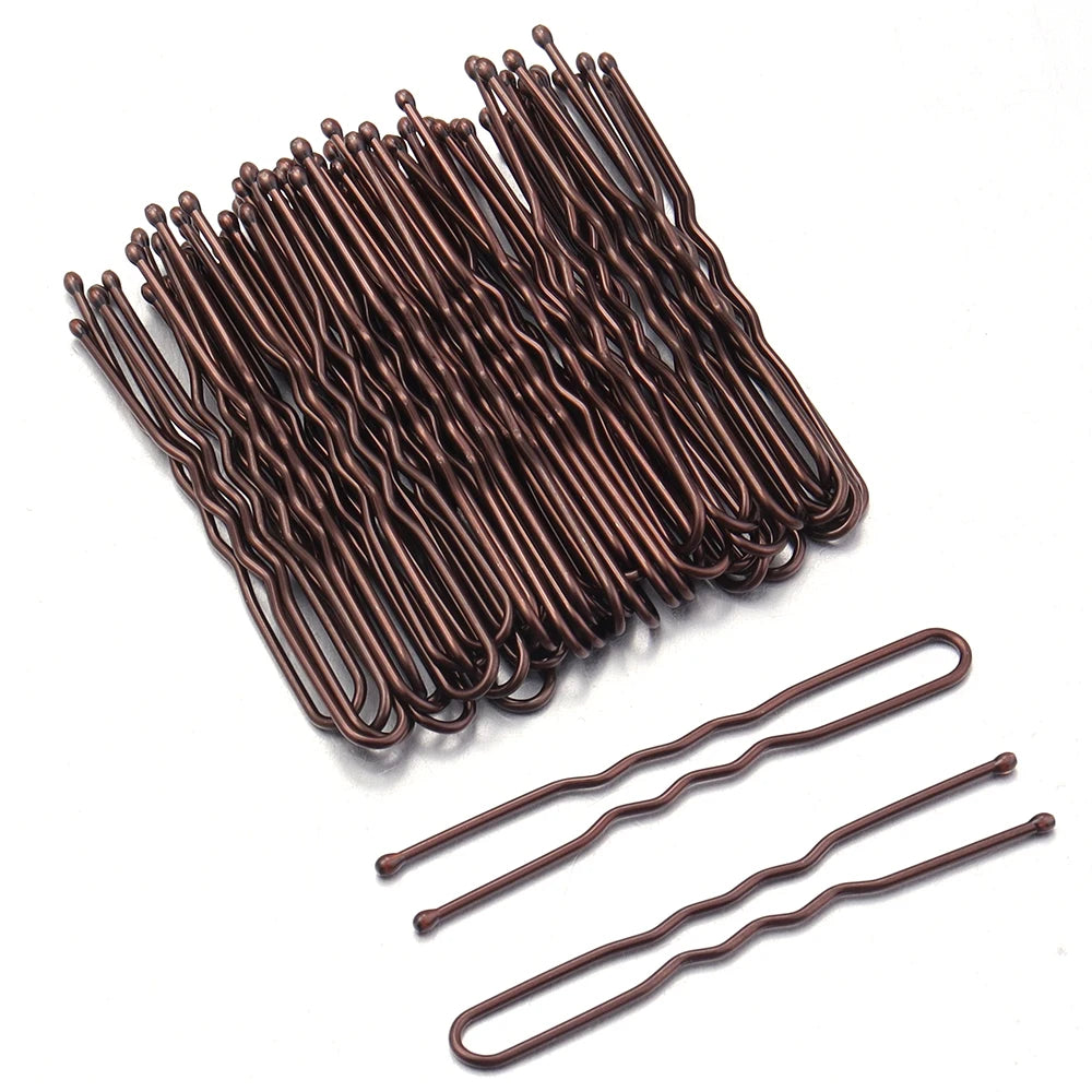 50pcs 5cm Hair Pins Metal U Shape Hairpins For Women Girls Headpiece Wedding Bride Head Jewelry Decor Headwear Hair Accessories