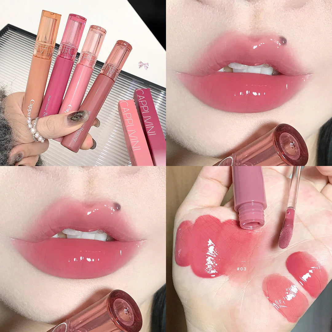 Crystal Jelly Lip Gloss Moisturizing Water-light Clear Lip Oil Waterproof Long Lasting Nude Glossy Grape Red Lip Tint Makeup