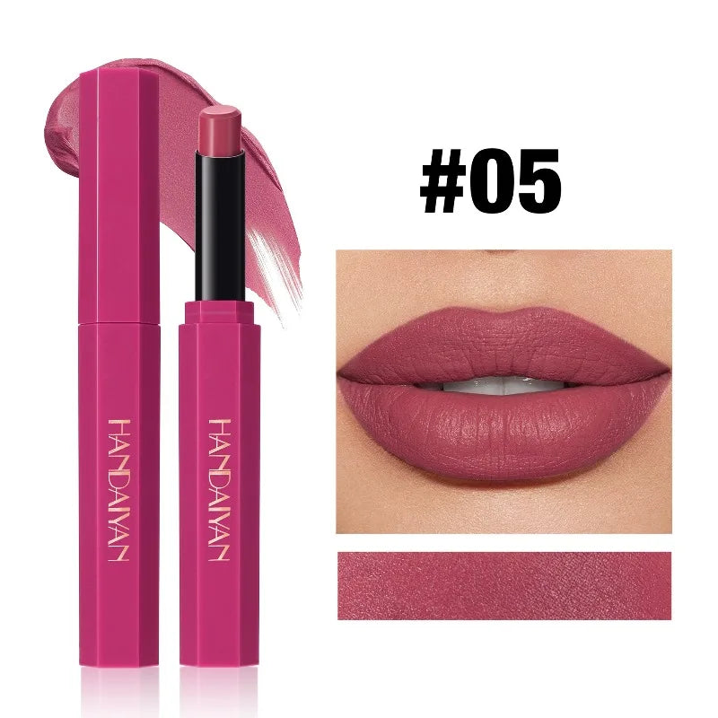 HANDAIYAN 6-Color Velvet Matte Lipstick Smooth Waterproof Non-Stick Soft Mist Solid Lip Gloss Long-Lasting Color Lip Makeup