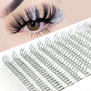 240 PCS Silver Glitter Eyelash Extensions DIY A/M Spike Lashes Luxury Wedding Eyelashes 10-15mm