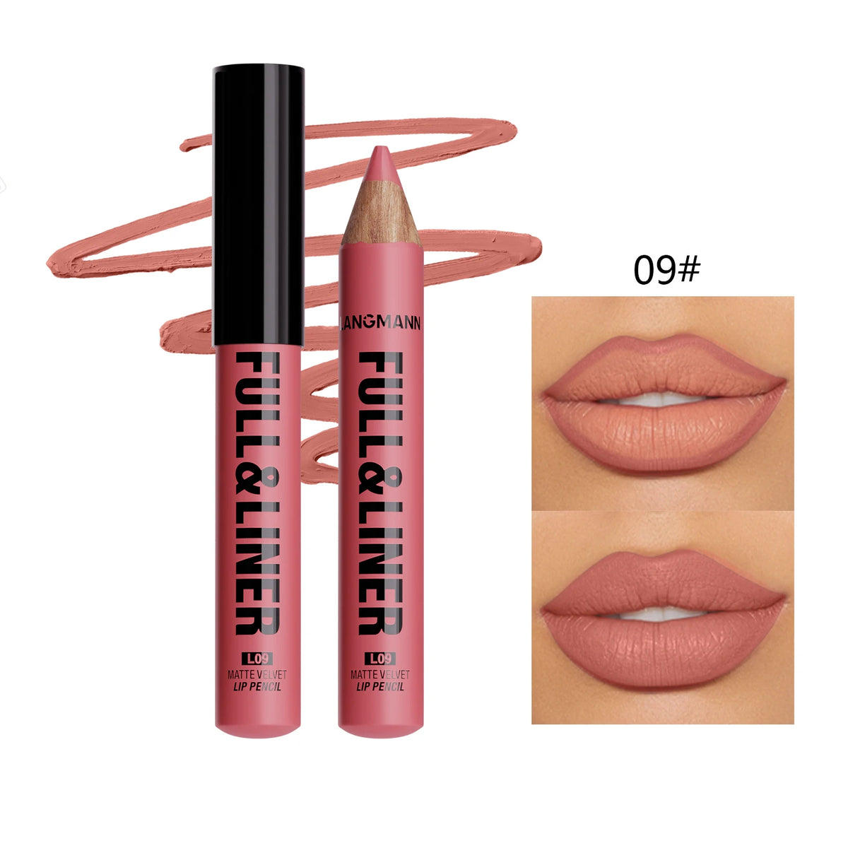 Matte Lip Liner, Lipstick, Wooden Pen Can Be Cut, Lip Liner Lasts for A Long Time,Does Not Stick To The Cup,Does Not Fade
