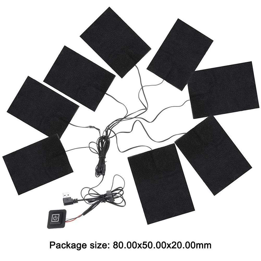8 Area USB Clothes Heater Pad With 3 Gear Adjustable Temperature Electric Heating Sheet Heating Warmer Pad For Vest Jacket