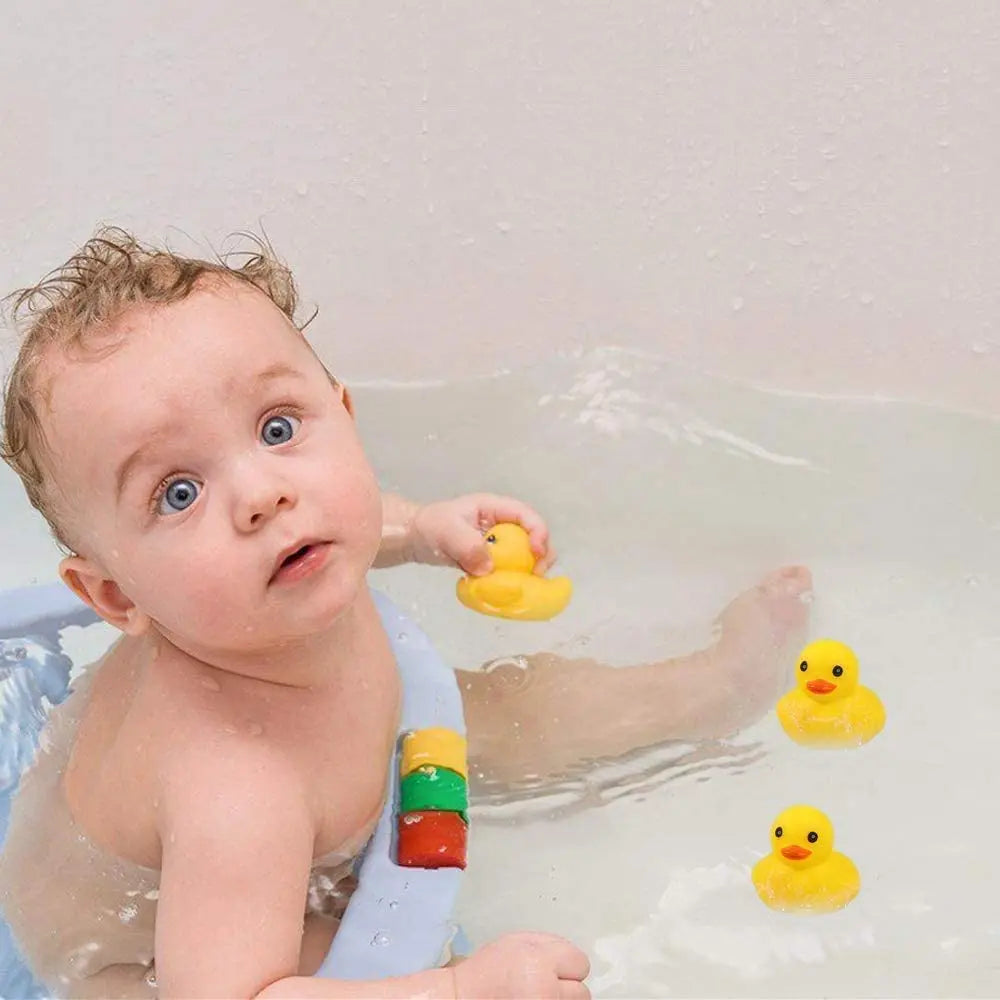 10pcs Preschool Bath Toys Mini Rubber Ducks Squeak Float Ducks Baby Bathtub Shower Toy Gift for Toddlers Kids Boys Girl Birthday