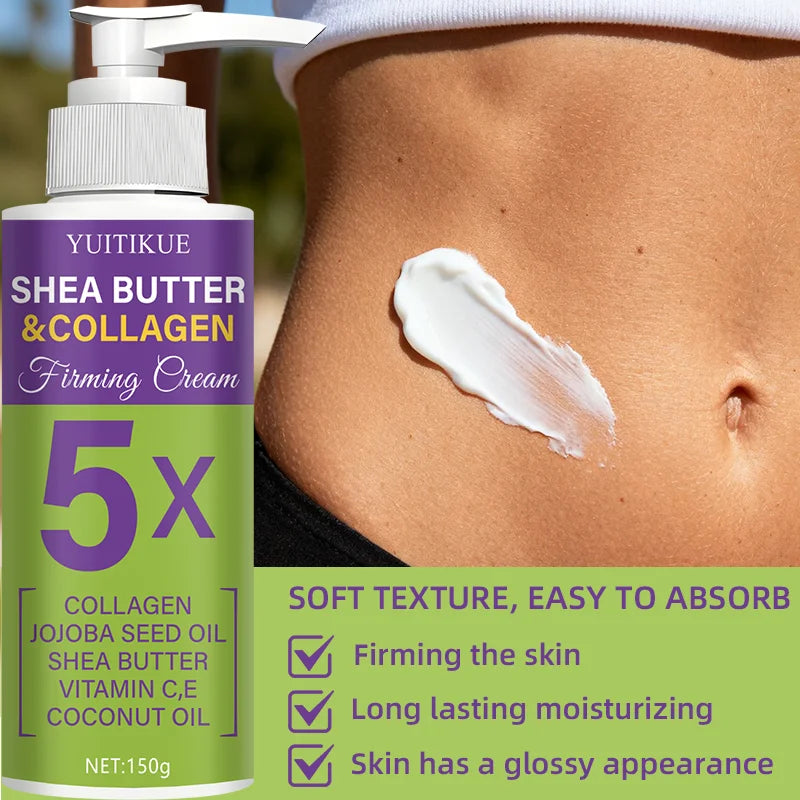 YUITIKUE 5X Shea Butter Firming Cream 150g - For Multi-Body Sculpting, Tightens, Moisturizes & Glows, Workout Enhancer