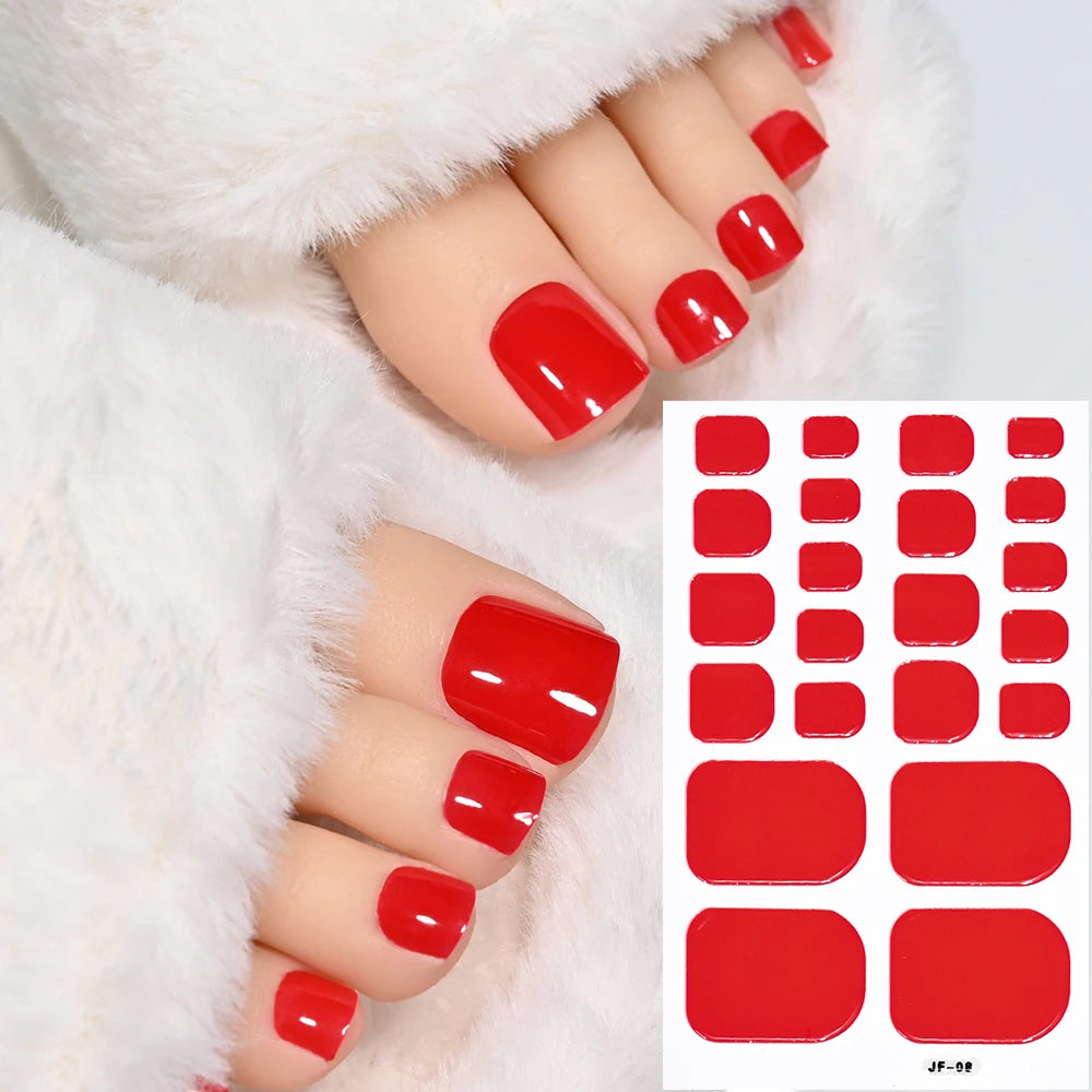 1pcs 22tips Gradient Glitter Full Toe Nail Wraps 3D Shiny Omber Pink/Purple/blue Toe Nail Polish Stickers Baking Free Toe Strips