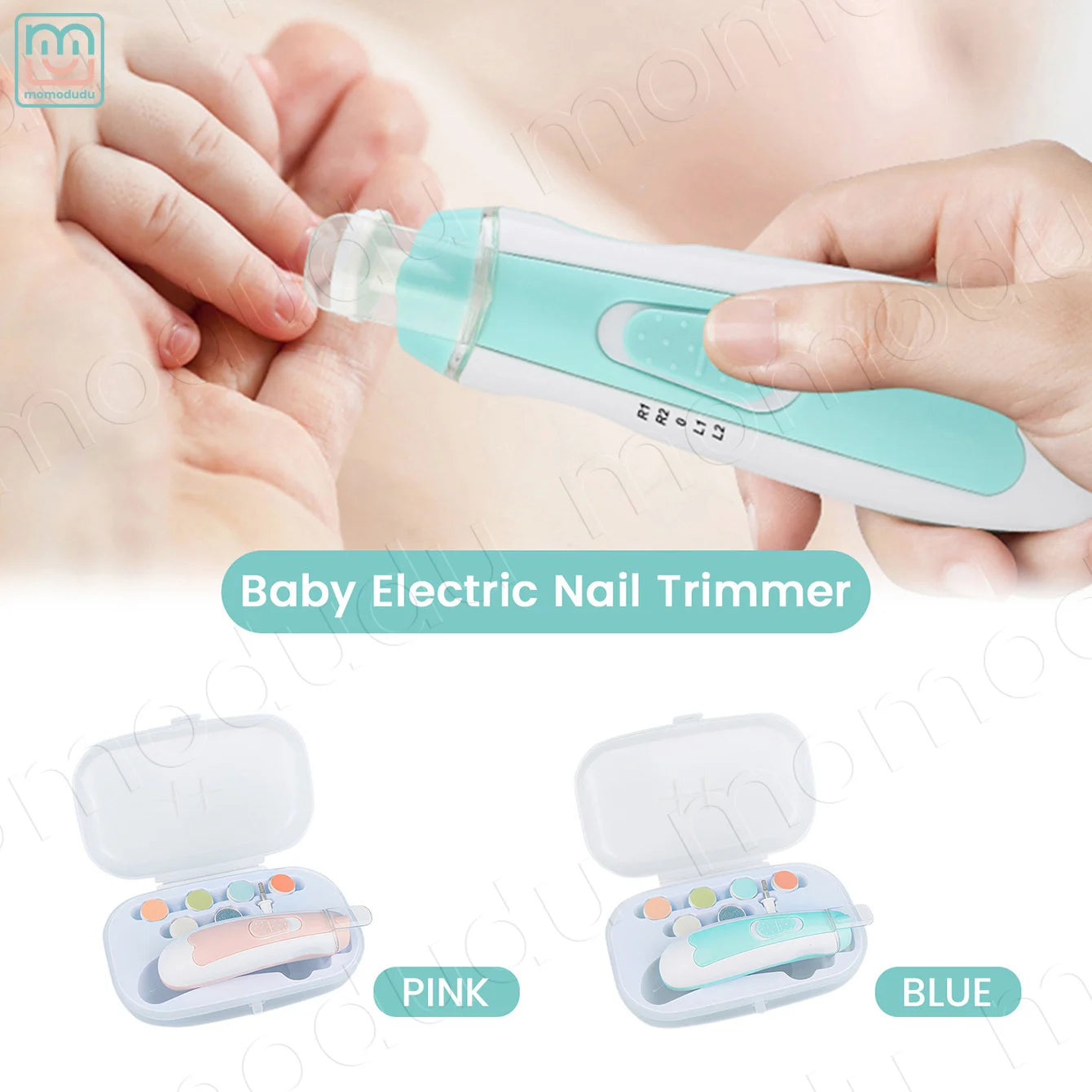 Professional Baby Electric Nail Trimmer Set, 4-Speed with LED Light & Low Noise for Safe, Not To Hurt Baby Hands