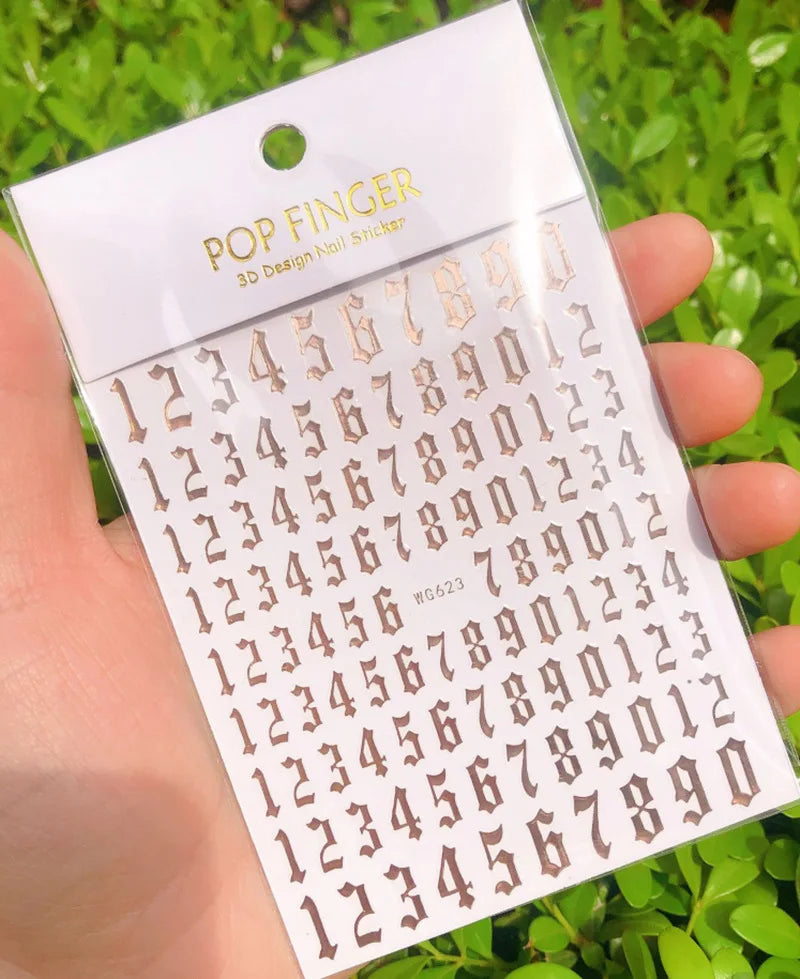 New Roman 26 English Alphabet Number 3D Self-adhesive Nail Art Decal Sticker Word Small Letter Nail Tattoos Decal Stickers