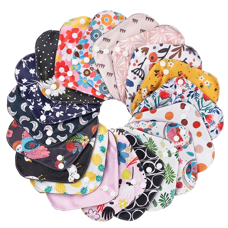 3 - 5 pcs Reusable Menstrual Pads Heavy Flow Women Menstrual Period Washable Sanitary Napkin Organic Bamboo Charcoal Cloth Pads