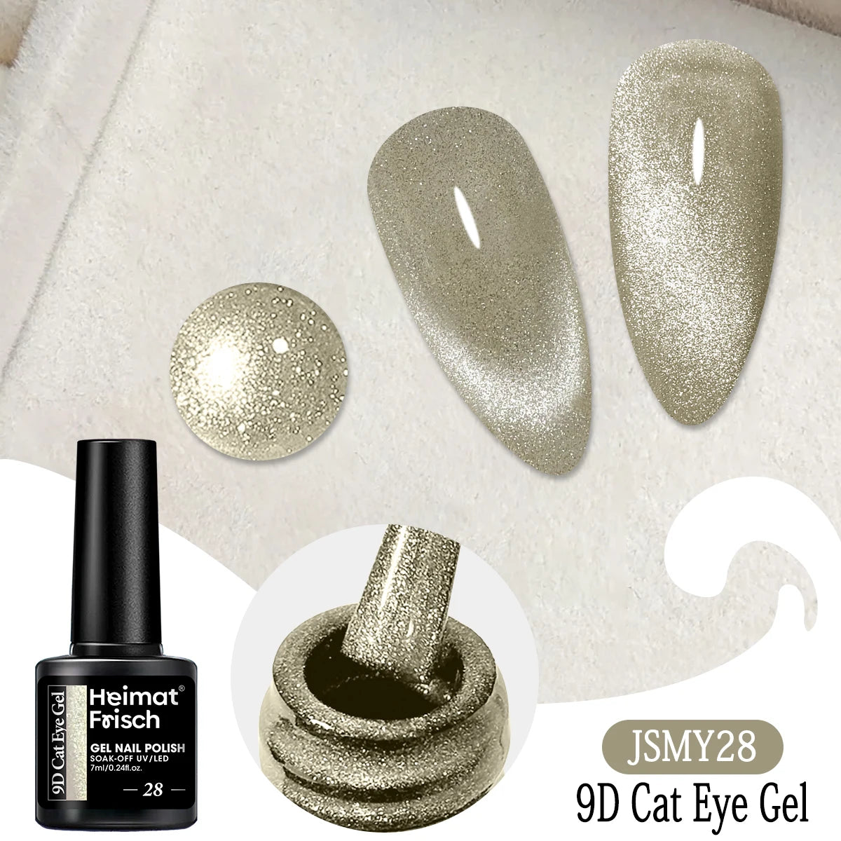 Heimat Frisch Single 0.24oz Crystal Cat Eye Gel Nail Polish - Holographic Glitter, Translucent and Magnetic Effect, Long-Lasting