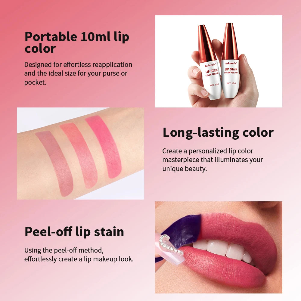 Lakerain Peel-off Lip Gloss Matte Natural Mist Lip Tinted Waterproof Long Lasting Lipstick Makeup Tear Contour Stain Cosmetics