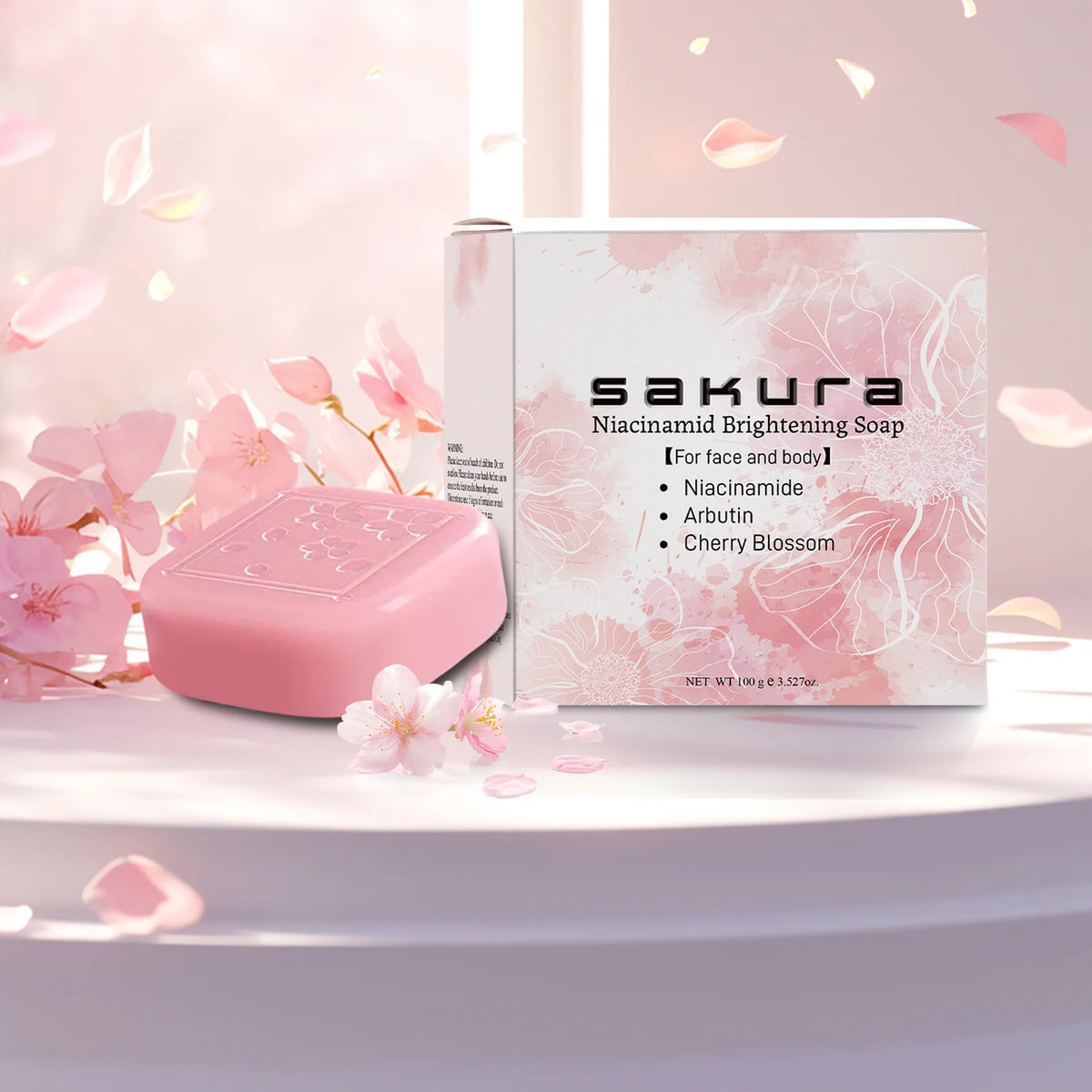 AOAO Sakura Brightening Bar Soap -Formaldehyde-Free,  Cherry Blossom Scent, Deep Cleansing, Moisturizing
