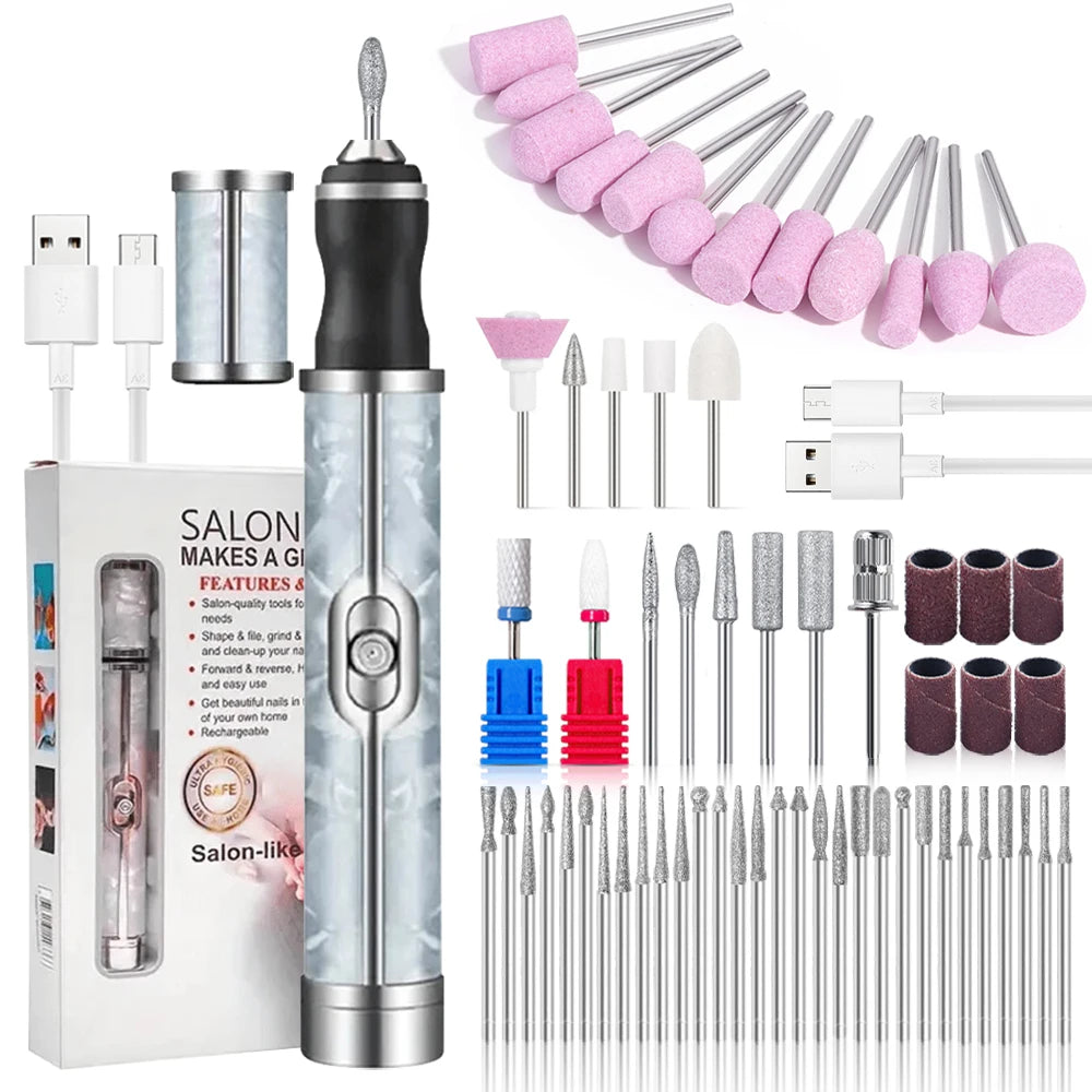 LULAA Rechargeable Electric Nail Drill Machine Cordless Electric Nail File for Acrylic Gel Nails Efile Manicure Pedicure Kit