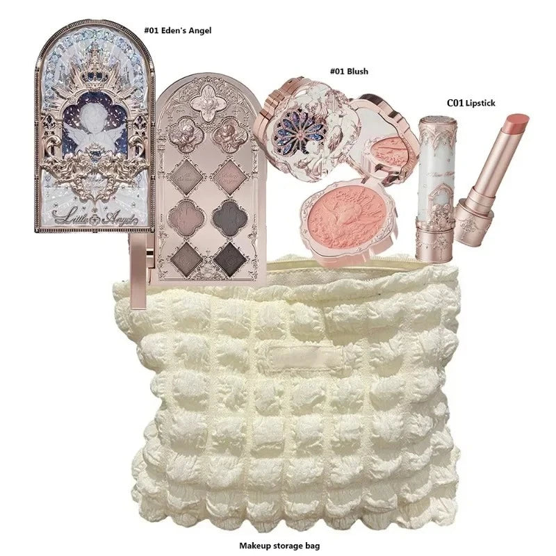 Flower Knows Make Up Kit Cosmetics Full Set Strawberry Rococo  Palette Little Angel Highlighter Matte Lipstick 4Pcs Kit