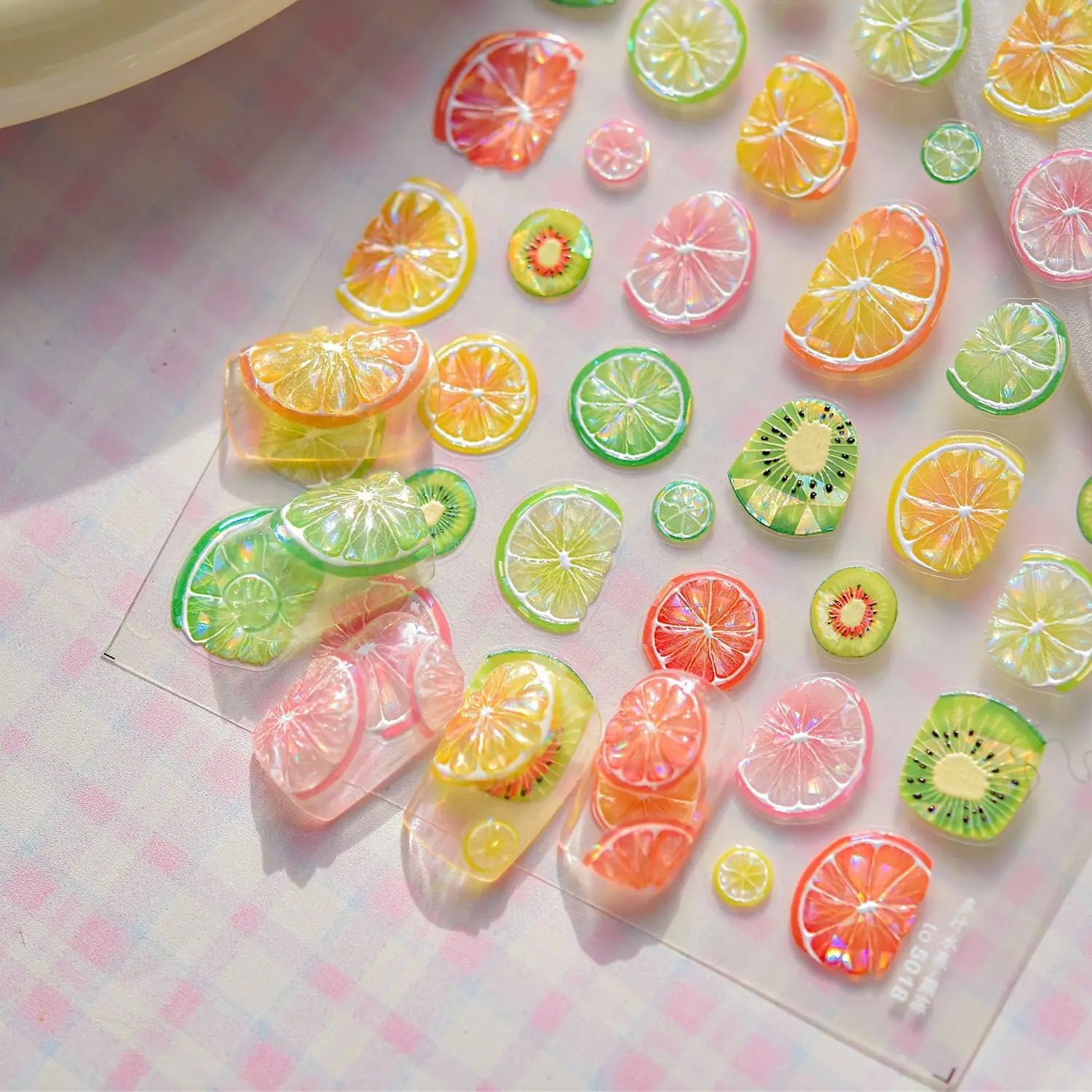 Colored Lemon Jelly Nail Stickers 5D Sweet Fruits Cartoon Calw Bear Candy Self Adhesive Nail Art Stickers DIY 3D Cute Nail Parts