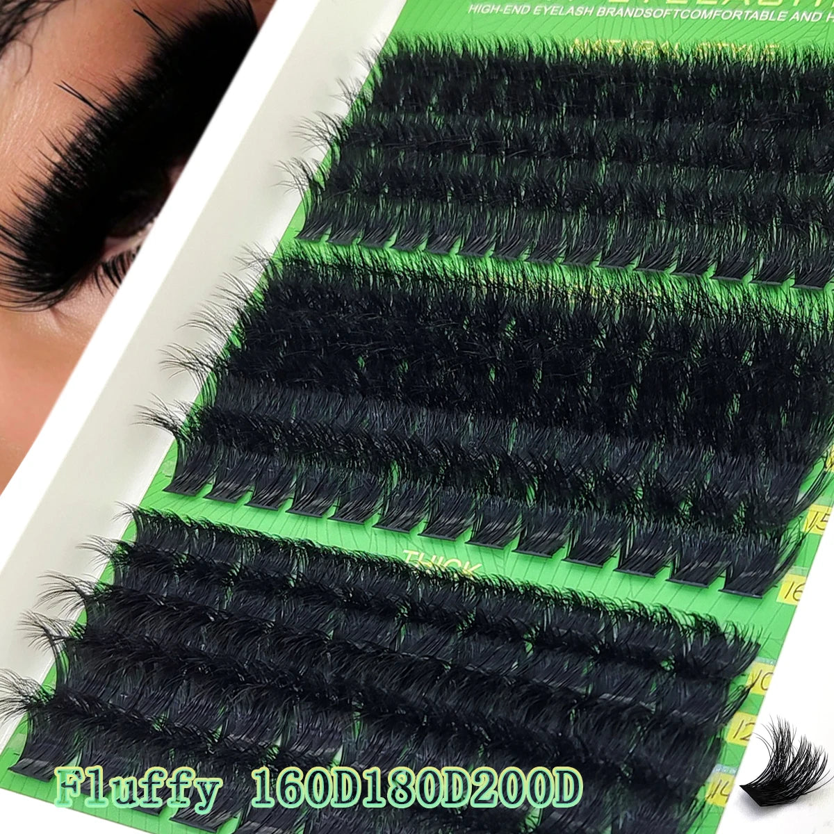 HBZGTLAD fluffy curled eyelashes 60D-200D natural style handmade eyelash bundle 5D mink eyelash clusters eyelash extensions fals