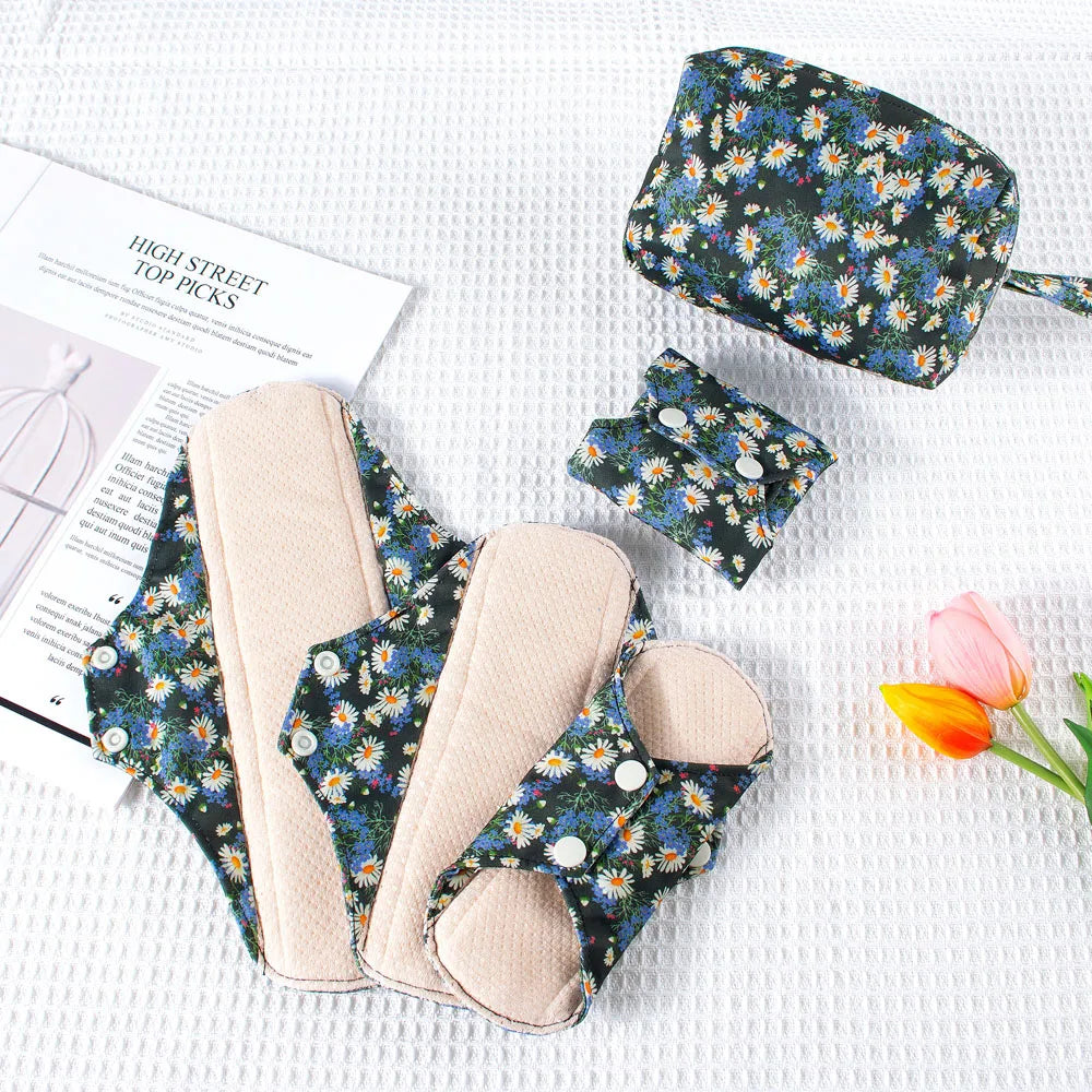 New Colourful Cotton Sanitary Pads Set Washable Menstrual Pads Reusable Nursing Pad Ladies Bratehable Cloth Menstruation Gift