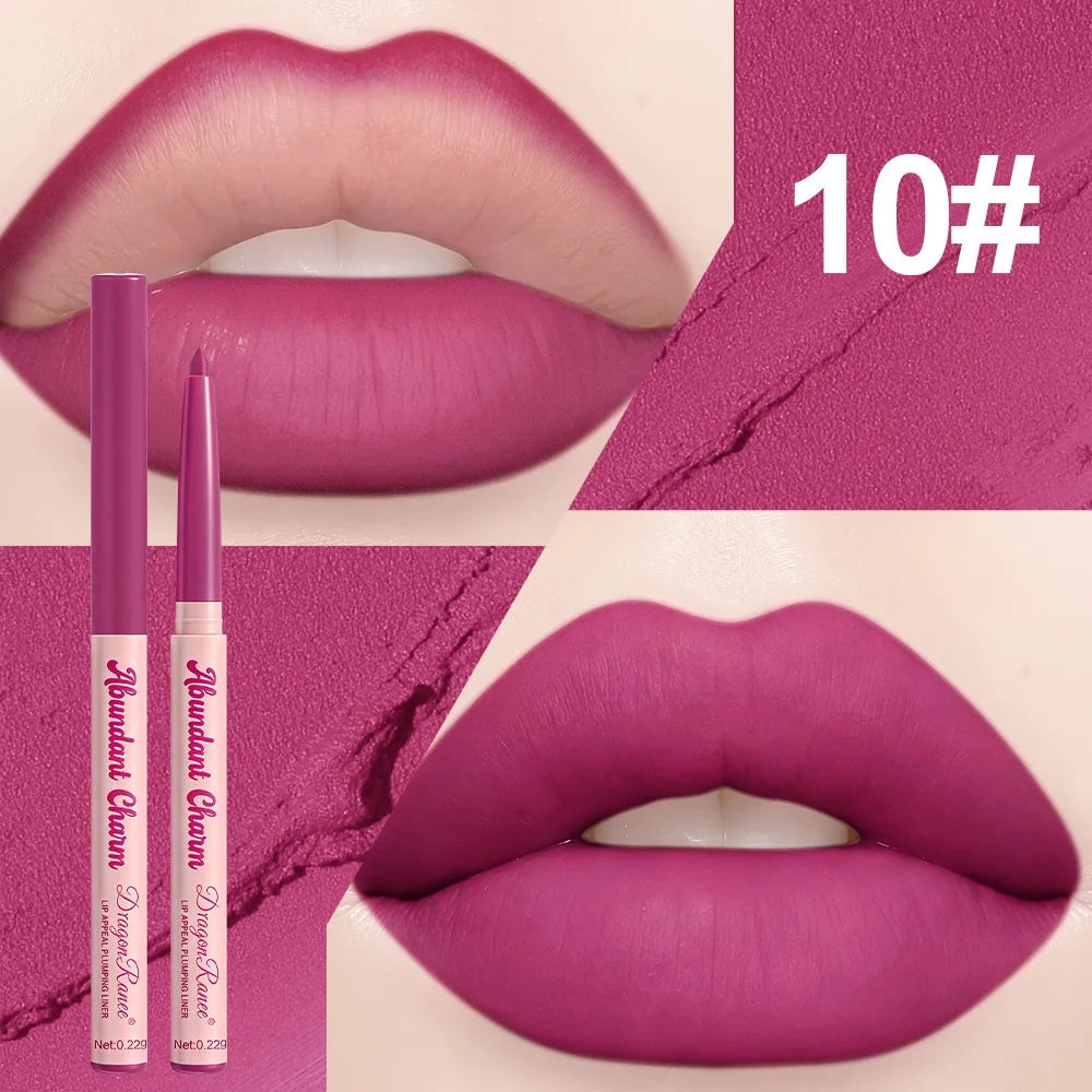 Long-Lasting Waterproof Matte Nude Lip Liner Lisptick Pen High Pigmentation Retractable Smooth Application Makeup Cosmetics