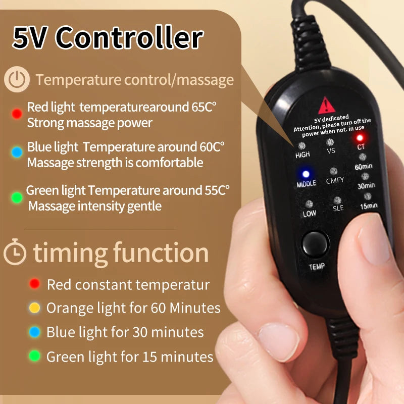 Electric Heated Massage Eye Mask - 3-Gear Vibration & Timer, Relieves Eye Fatigue from Overuse, Reduces Dark Circles, Aids Sleep