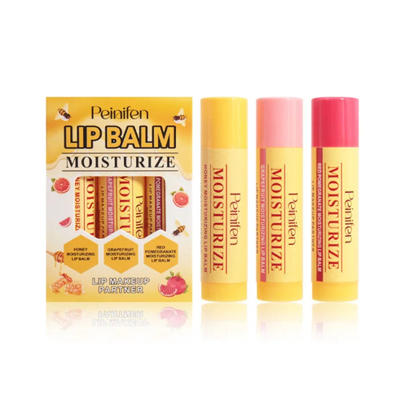 3-Piece Lip Balm Lipstick Base Lip Balm Makeup Natural Plant Anti-Scratch Lip Care Petroleum Jelly Lip Balm