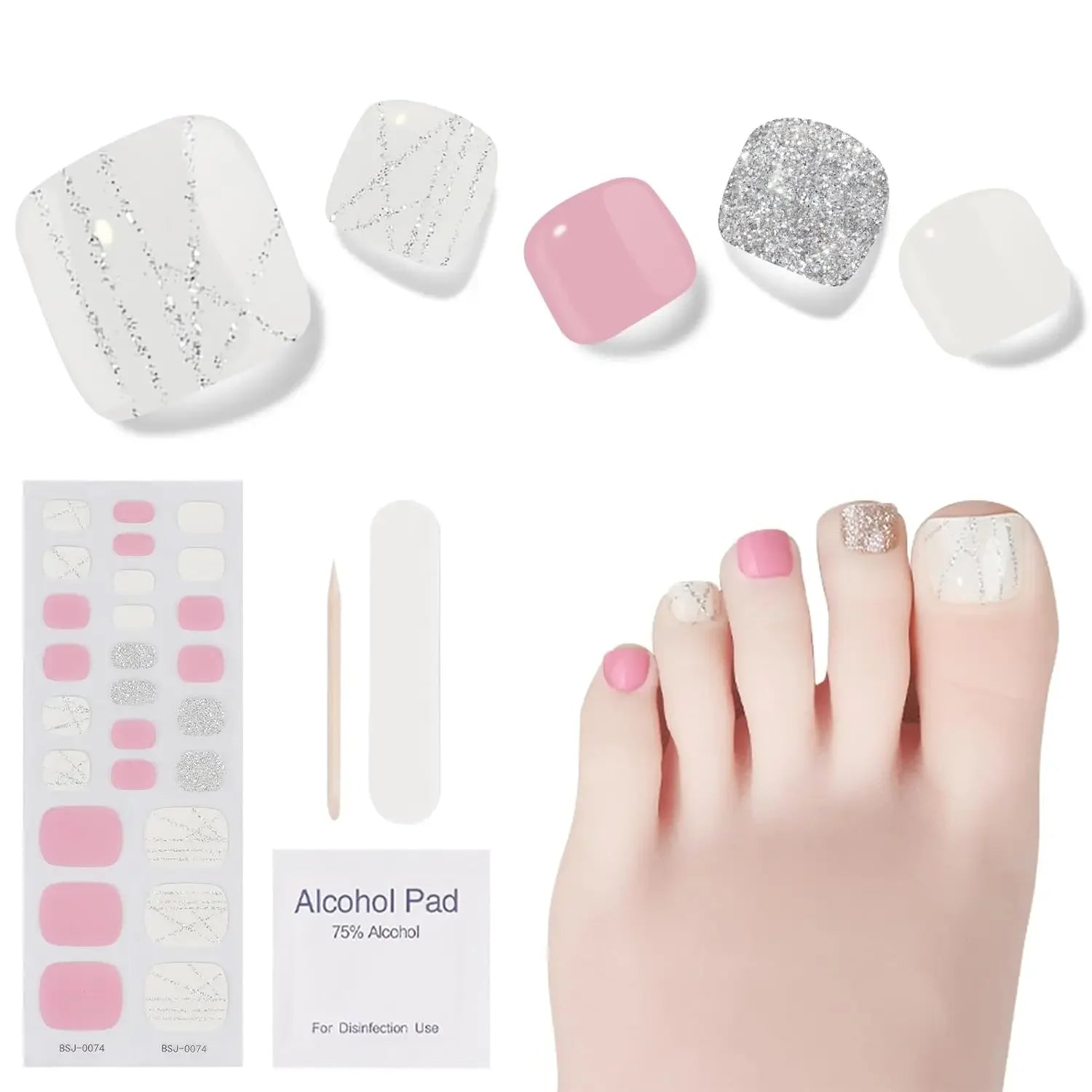 26Tips Pure Toe Gel Nail Sticker Hardens with UV Lamp Curing Waterproof Phototherapy Oil Gel Foil Nail Art Decorations