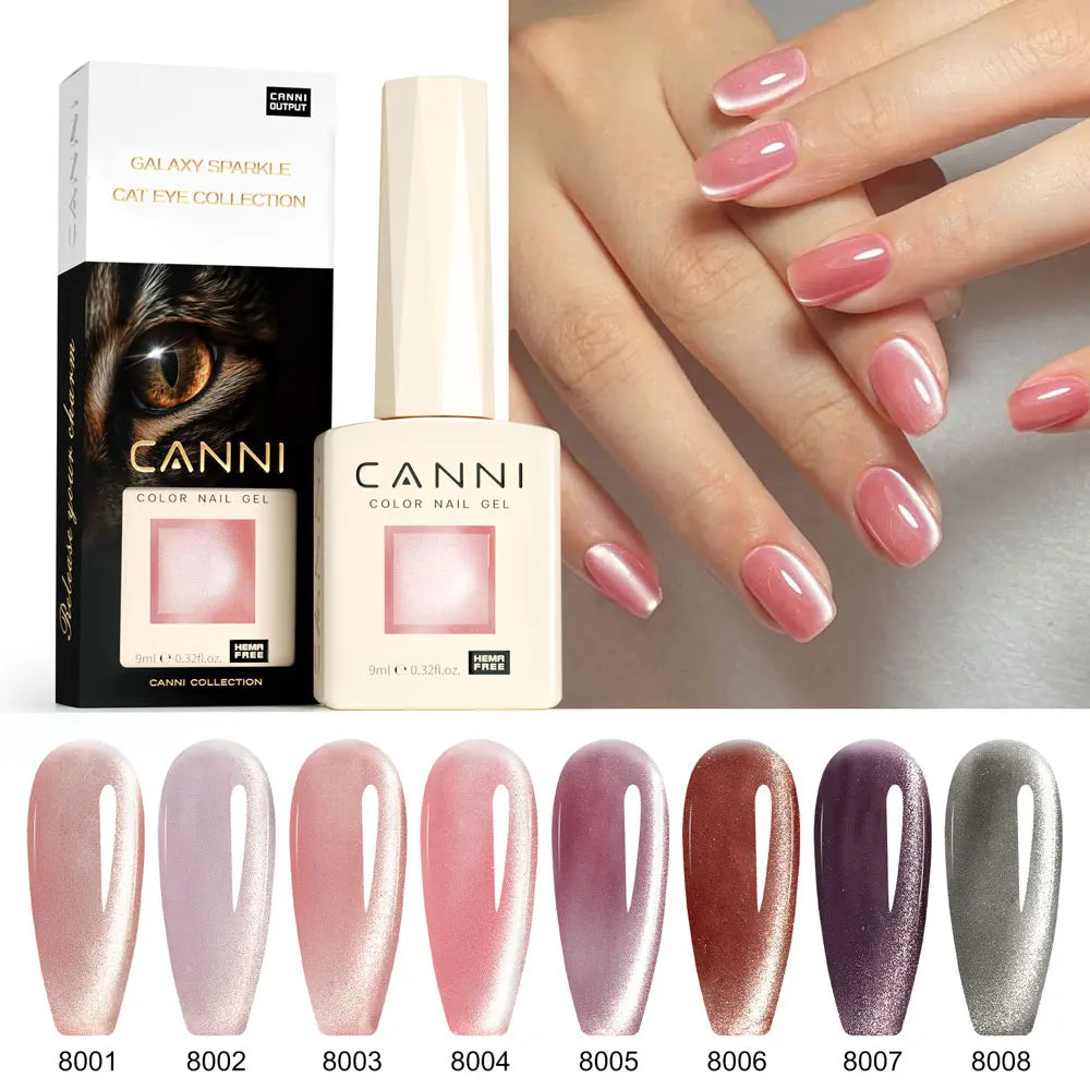 CANNI TPO/HEMA FREE Cat Eye Gel Nail Polish 9ml 48 Colors High Gloss UV-Removable Nail Art for Salon & DIY Manicure