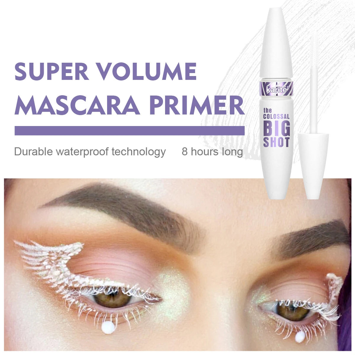 White Mascara Primer Waterproof Anti-Smudge Eyelash Base Cream Thicken Lengthening White Mascara Cosmetic Eye Makeup Tool