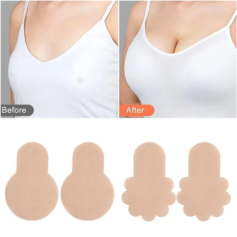 Self-adhesive Nipple Cover Chest Patch Non-woven Thin Invisible Bra Disposable Sticky Lift Breast Petals Round Flower Pads